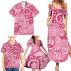 Australia Indigenous Family Matching Summer Maxi Dress and Hawaiian Shirt Breast Cancer Pink Aboriginal Butterfly
