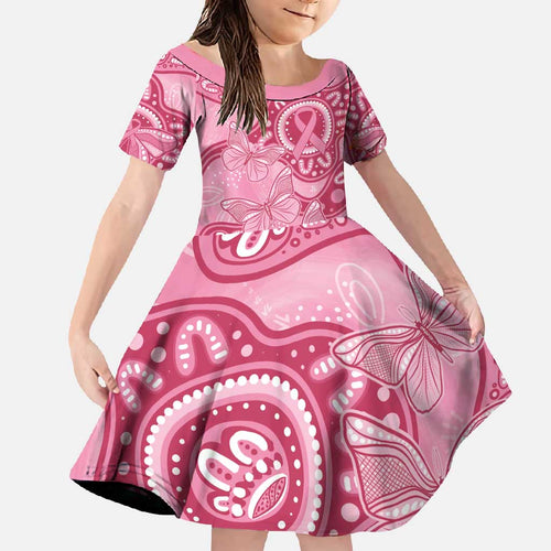Australia Indigenous Family Matching Summer Maxi Dress and Hawaiian Shirt Breast Cancer Pink Aboriginal Butterfly