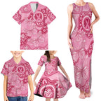 Australia Indigenous Family Matching Tank Maxi Dress and Hawaiian Shirt Breast Cancer Pink Aboriginal Butterfly