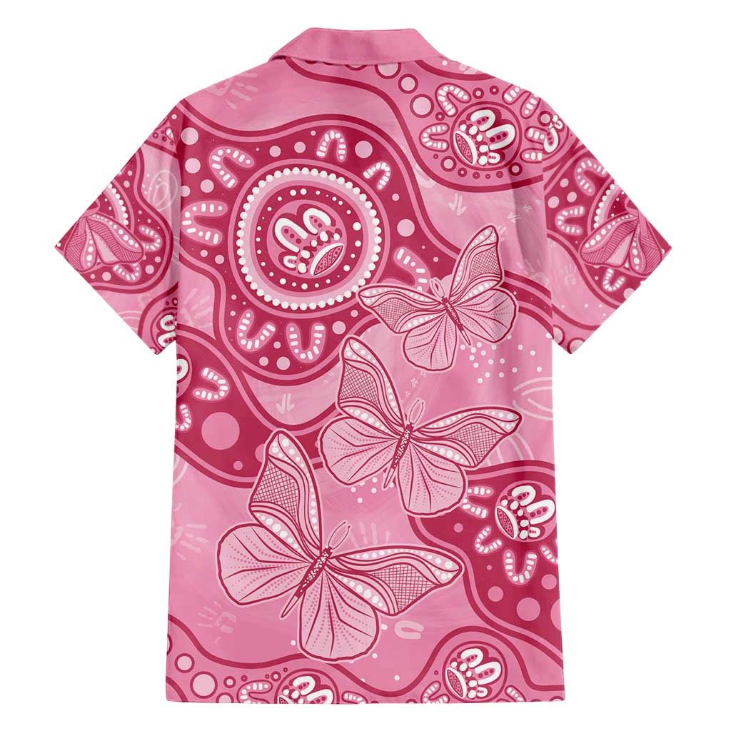 Australia Indigenous Family Matching Tank Maxi Dress and Hawaiian Shirt Breast Cancer Pink Aboriginal Butterfly