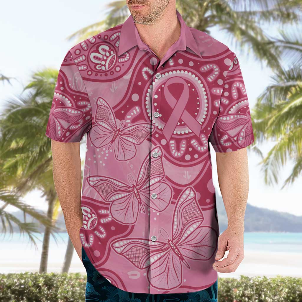 Australia Indigenous Hawaiian Shirt Breast Cancer Pink Aboriginal Butterfly