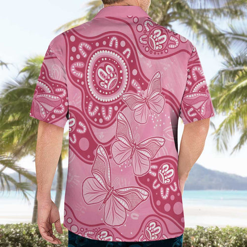 Australia Indigenous Hawaiian Shirt Breast Cancer Pink Aboriginal Butterfly