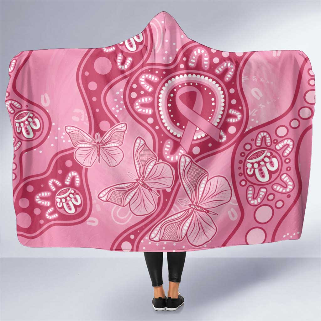 Australia Indigenous Hooded Blanket Breast Cancer Pink Aboriginal Butterfly