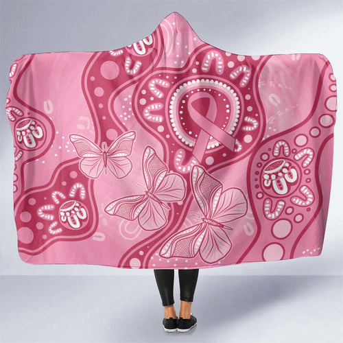 Australia Indigenous Hooded Blanket Breast Cancer Pink Aboriginal Butterfly