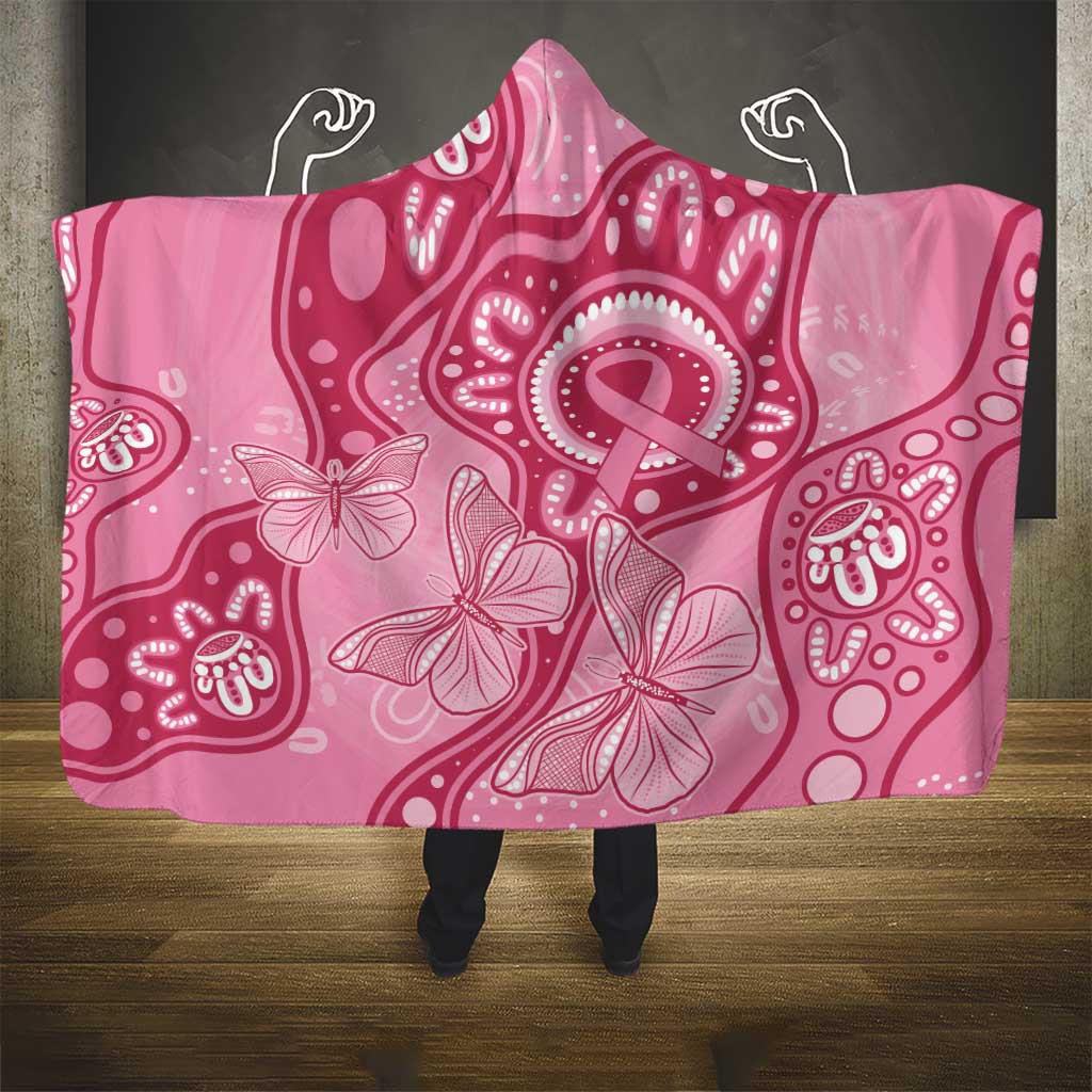Australia Indigenous Hooded Blanket Breast Cancer Pink Aboriginal Butterfly