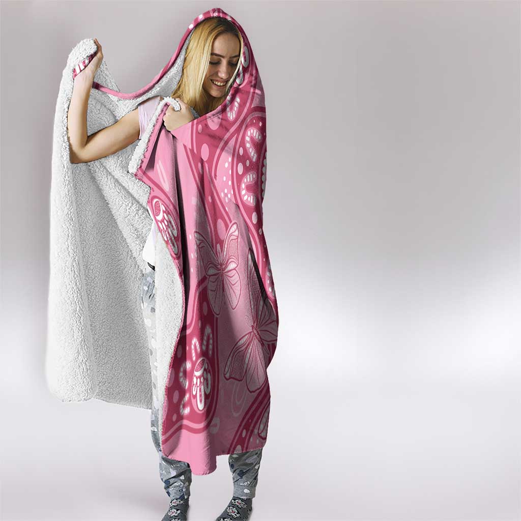 Australia Indigenous Hooded Blanket Breast Cancer Pink Aboriginal Butterfly