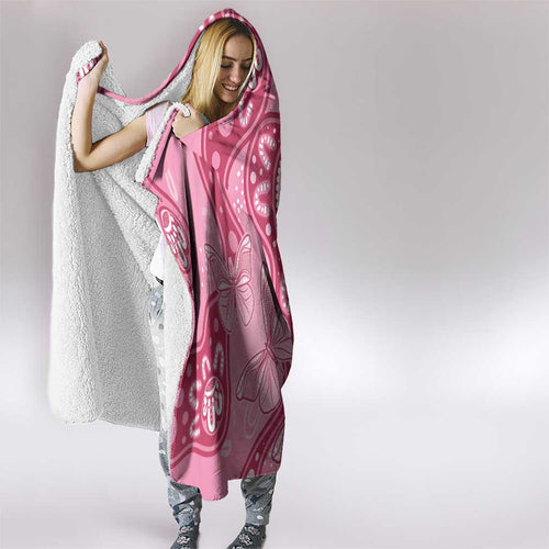 Australia Indigenous Hooded Blanket Breast Cancer Pink Aboriginal Butterfly