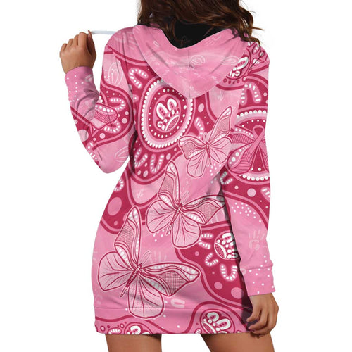Australia Indigenous Hoodie Dress Breast Cancer Pink Aboriginal Butterfly