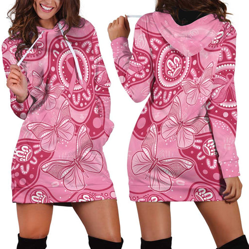 Australia Indigenous Hoodie Dress Breast Cancer Pink Aboriginal Butterfly