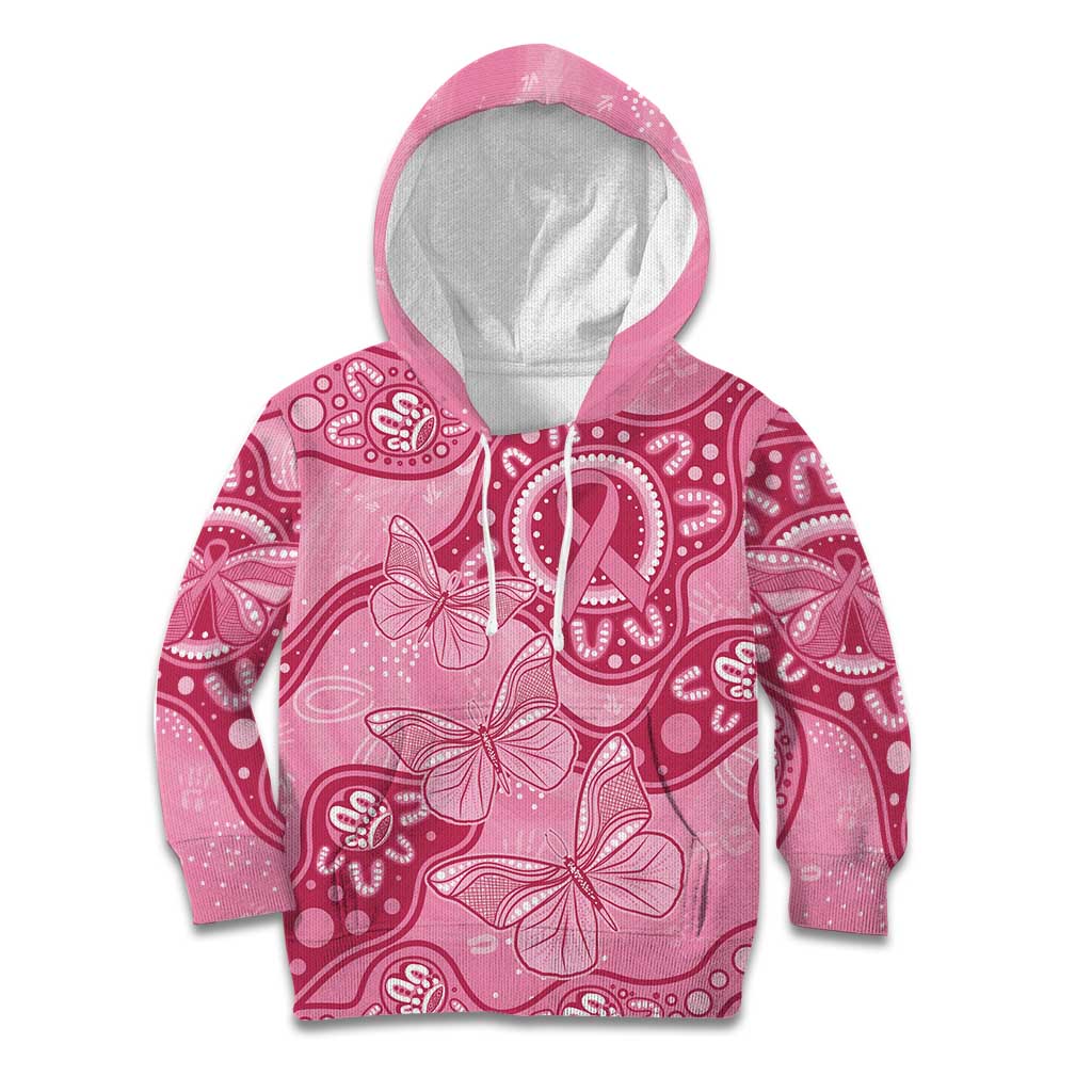 Australia Indigenous Kid Hoodie Breast Cancer Pink Aboriginal Butterfly