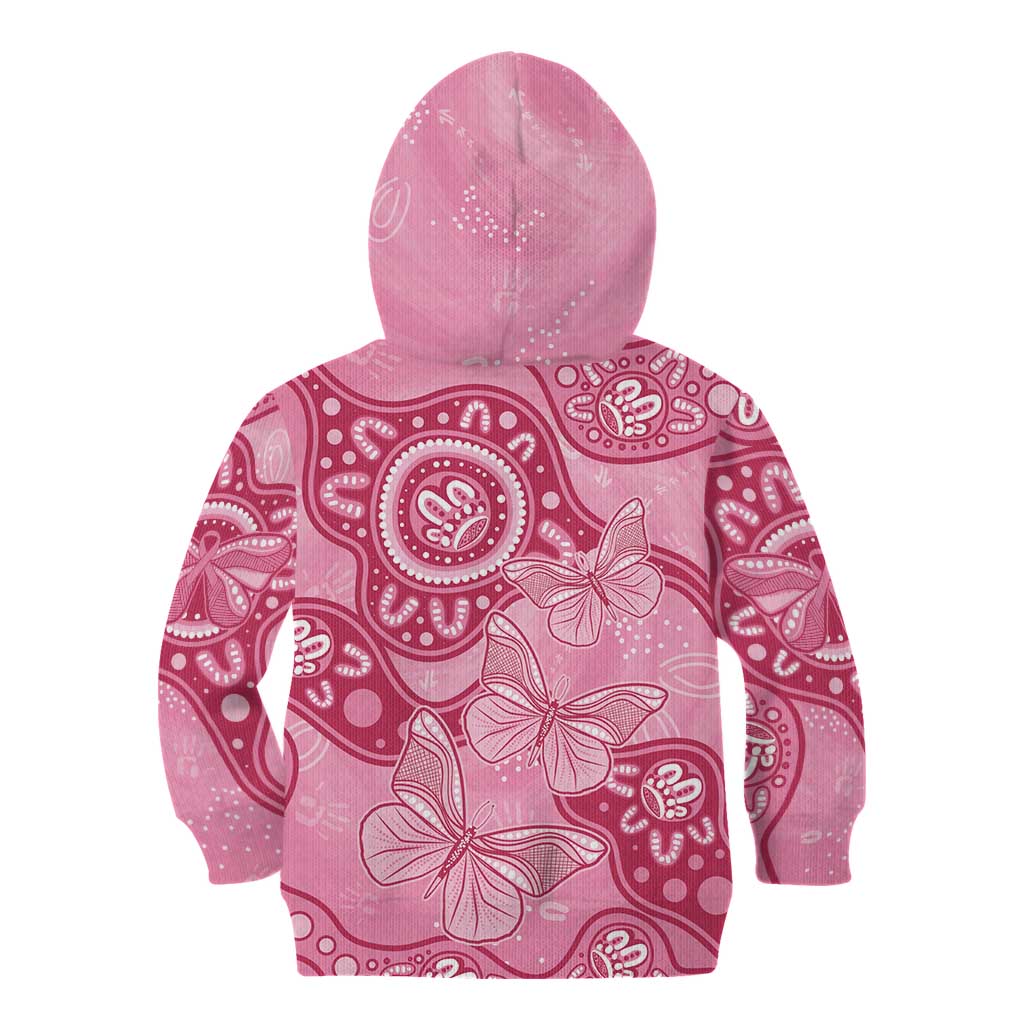 Australia Indigenous Kid Hoodie Breast Cancer Pink Aboriginal Butterfly