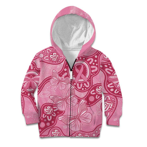 Australia Indigenous Kid Hoodie Breast Cancer Pink Aboriginal Butterfly