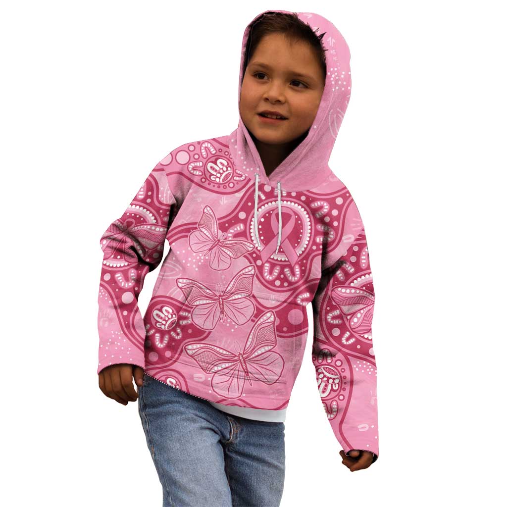 Australia Indigenous Kid Hoodie Breast Cancer Pink Aboriginal Butterfly