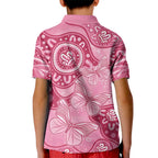 Australia Indigenous Kid Polo Shirt Breast Cancer Pink Aboriginal Butterfly