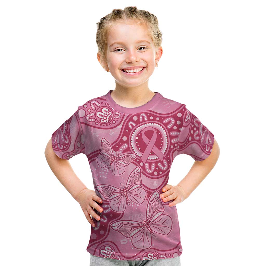 Australia Indigenous Kid T Shirt Breast Cancer Pink Aboriginal Butterfly