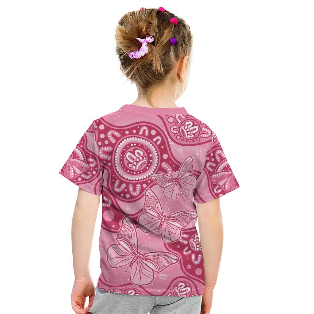 Australia Indigenous Kid T Shirt Breast Cancer Pink Aboriginal Butterfly