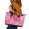 Australia Indigenous Leather Tote Bag Breast Cancer Pink Aboriginal Butterfly