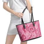 Australia Indigenous Leather Tote Bag Breast Cancer Pink Aboriginal Butterfly