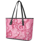 Australia Indigenous Leather Tote Bag Breast Cancer Pink Aboriginal Butterfly