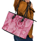 Australia Indigenous Leather Tote Bag Breast Cancer Pink Aboriginal Butterfly