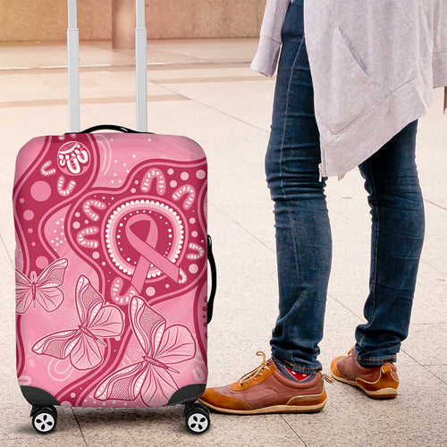 Australia Indigenous Luggage Cover Breast Cancer Pink Aboriginal Butterfly