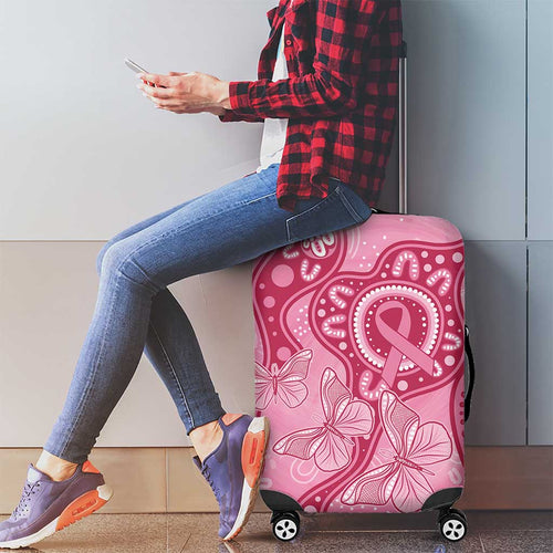 Australia Indigenous Luggage Cover Breast Cancer Pink Aboriginal Butterfly