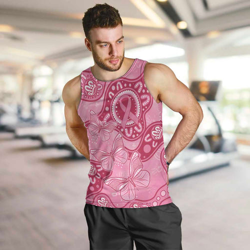 Australia Indigenous Men Tank Top Breast Cancer Pink Aboriginal Butterfly