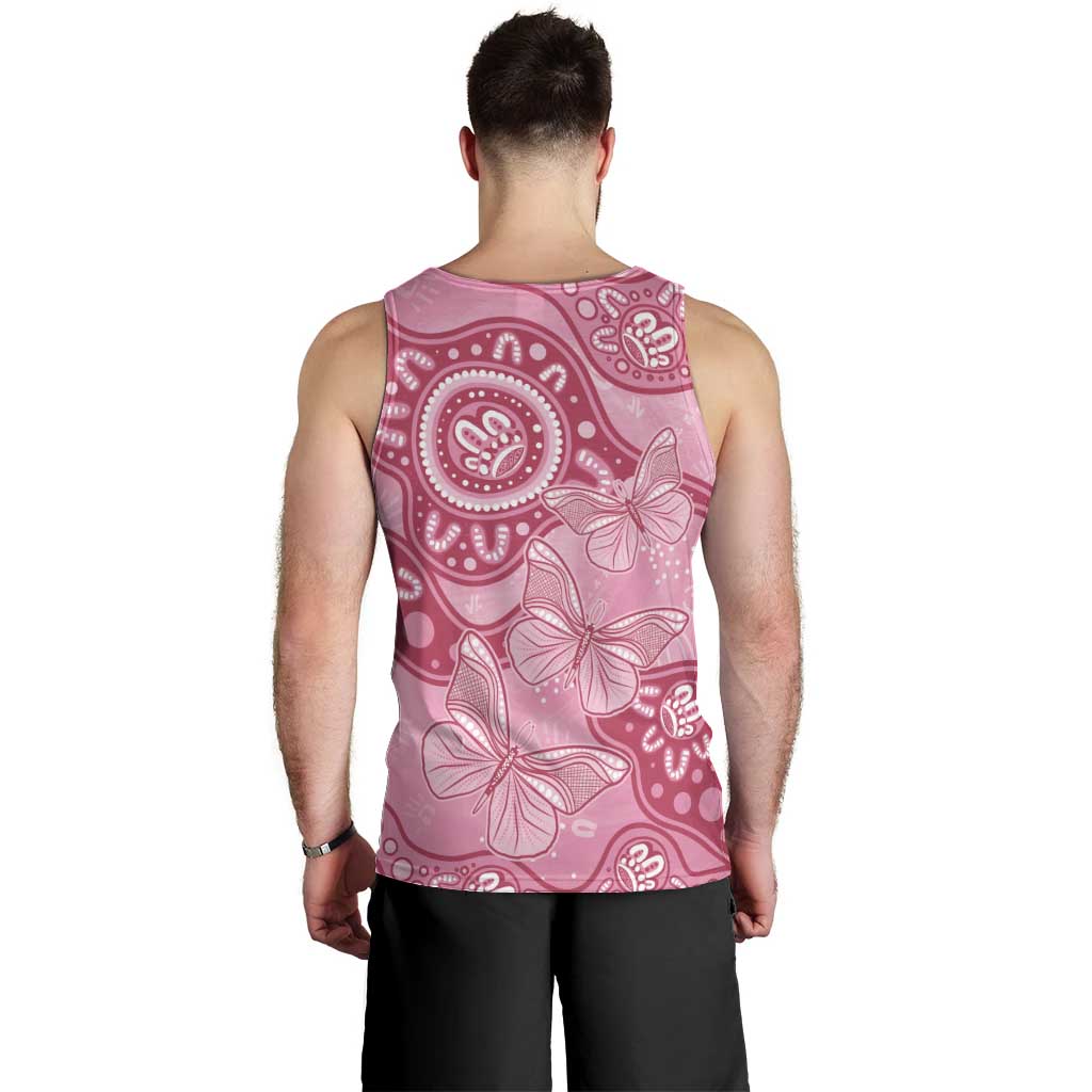 Australia Indigenous Men Tank Top Breast Cancer Pink Aboriginal Butterfly