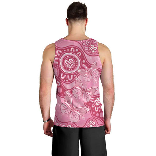 Australia Indigenous Men Tank Top Breast Cancer Pink Aboriginal Butterfly