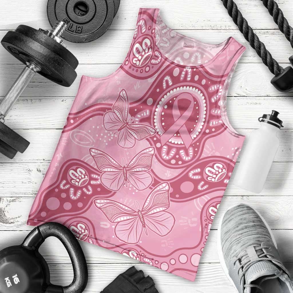 Australia Indigenous Men Tank Top Breast Cancer Pink Aboriginal Butterfly