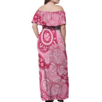 Australia Indigenous Off Shoulder Maxi Dress Breast Cancer Pink Aboriginal Butterfly