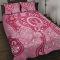 Australia Indigenous Quilt Bed Set Breast Cancer Pink Aboriginal Butterfly