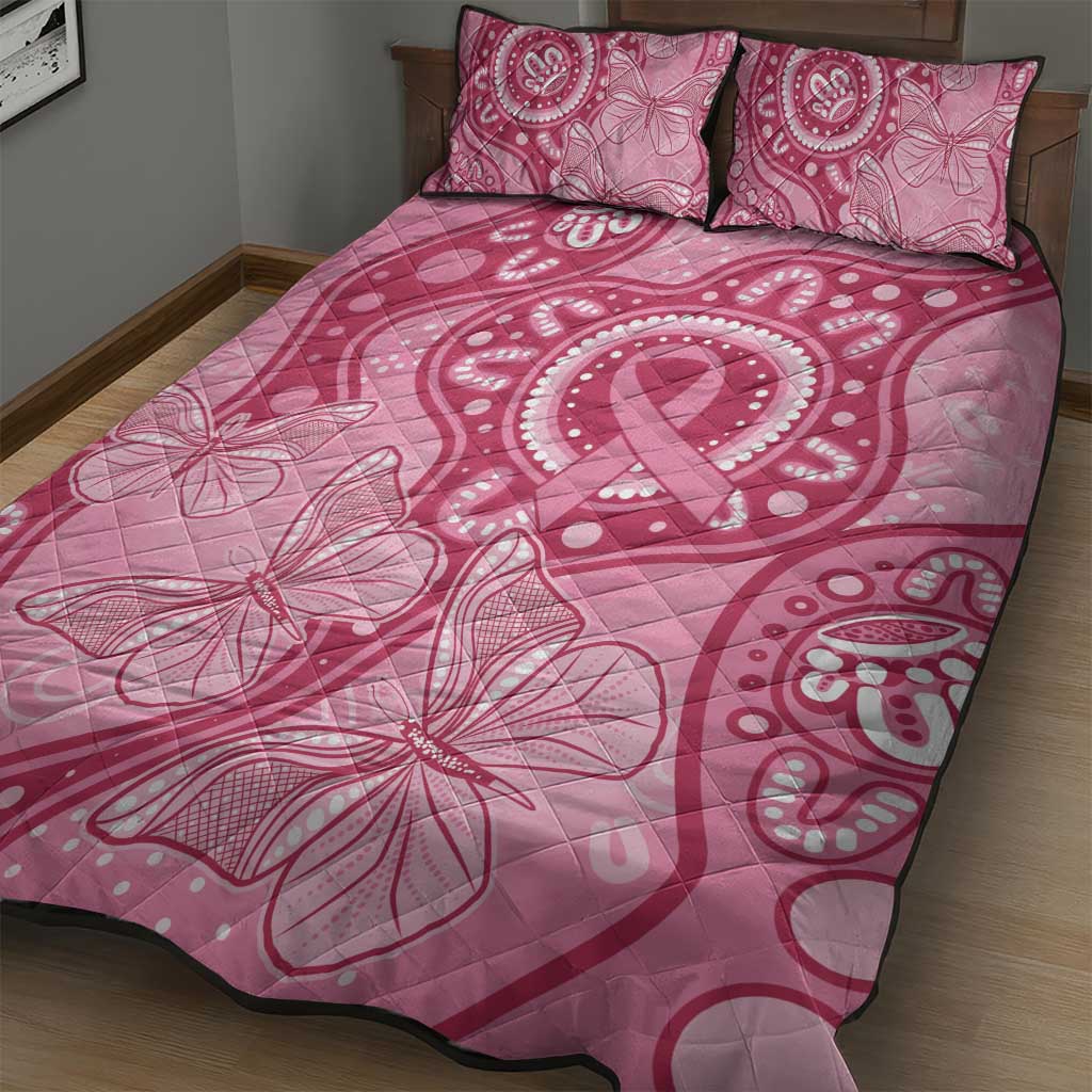 Australia Indigenous Quilt Bed Set Breast Cancer Pink Aboriginal Butterfly