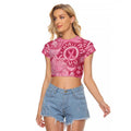 Australia Indigenous Raglan Cropped T Shirt Breast Cancer Pink Aboriginal Butterfly