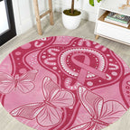 Australia Indigenous Round Carpet Breast Cancer Pink Aboriginal Butterfly