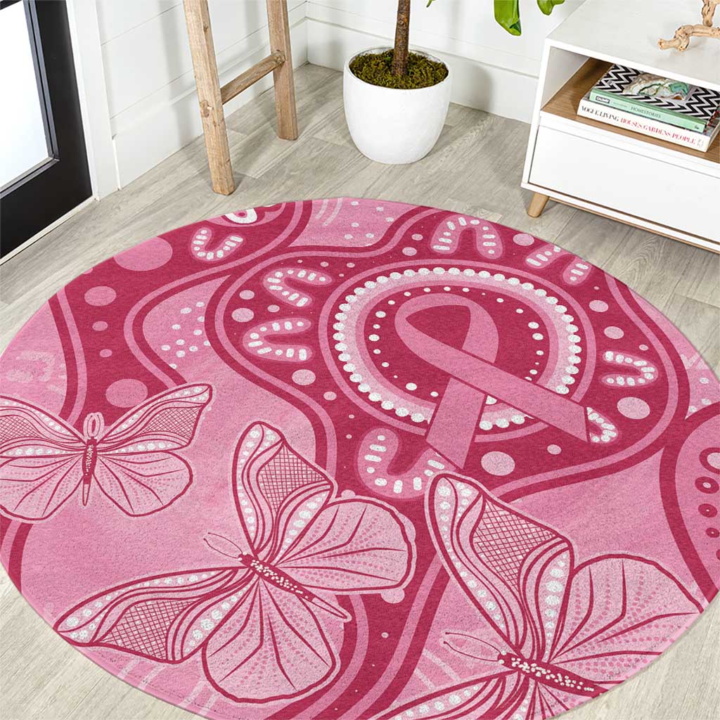 Australia Indigenous Round Carpet Breast Cancer Pink Aboriginal Butterfly