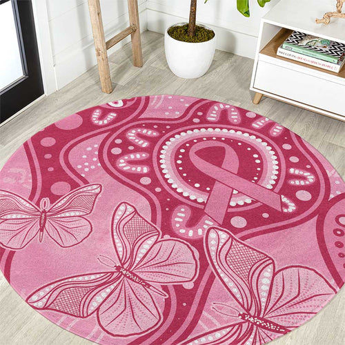 Australia Indigenous Round Carpet Breast Cancer Pink Aboriginal Butterfly