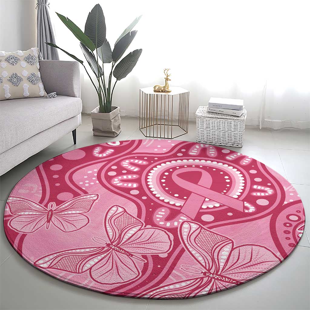 Australia Indigenous Round Carpet Breast Cancer Pink Aboriginal Butterfly