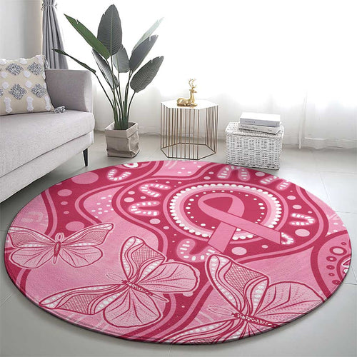 Australia Indigenous Round Carpet Breast Cancer Pink Aboriginal Butterfly