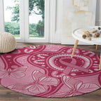Australia Indigenous Round Carpet Breast Cancer Pink Aboriginal Butterfly