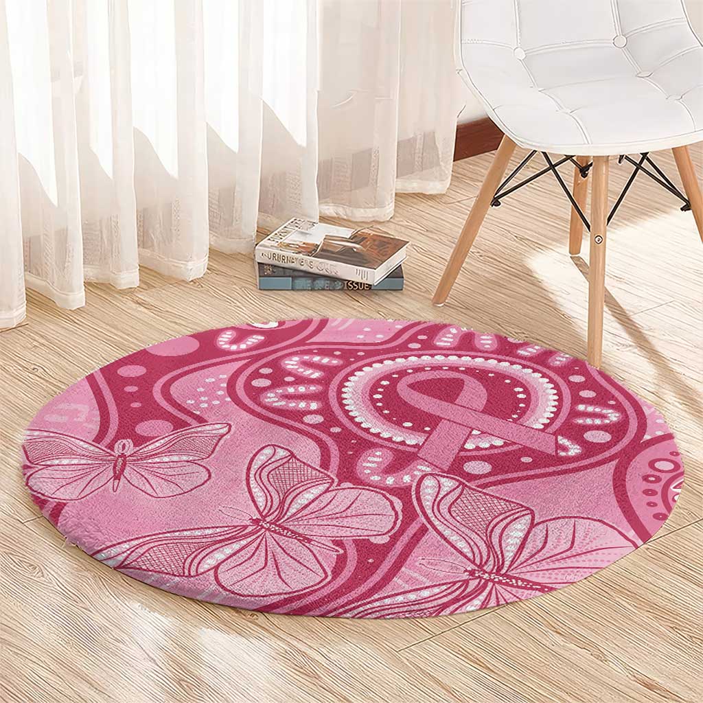 Australia Indigenous Round Carpet Breast Cancer Pink Aboriginal Butterfly