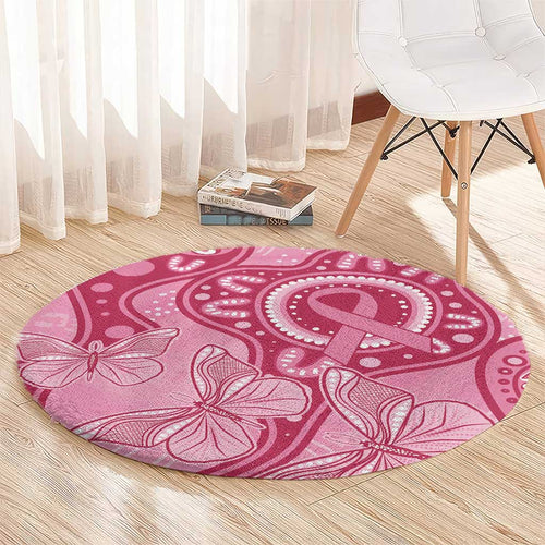 Australia Indigenous Round Carpet Breast Cancer Pink Aboriginal Butterfly