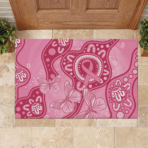 Australia Indigenous Rubber Doormat Breast Cancer Pink Aboriginal Butterfly