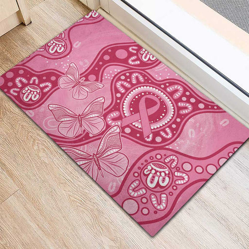 Australia Indigenous Rubber Doormat Breast Cancer Pink Aboriginal Butterfly
