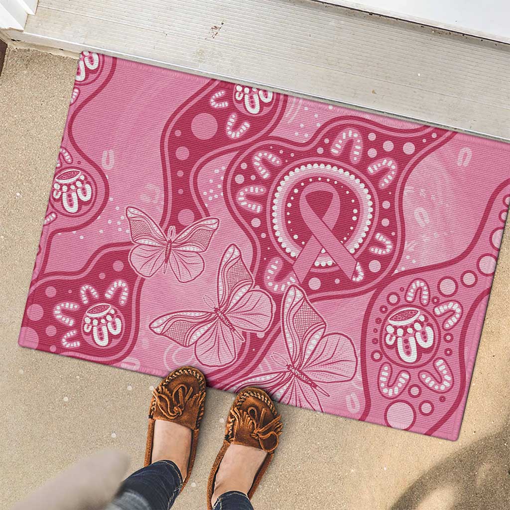 Australia Indigenous Rubber Doormat Breast Cancer Pink Aboriginal Butterfly