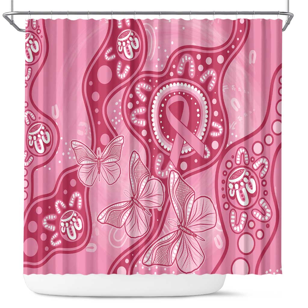 Australia Indigenous Shower Curtain Breast Cancer Pink Aboriginal Butterfly
