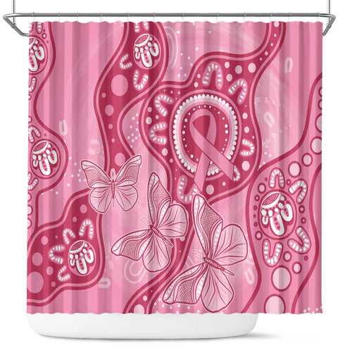 Australia Indigenous Shower Curtain Breast Cancer Pink Aboriginal Butterfly