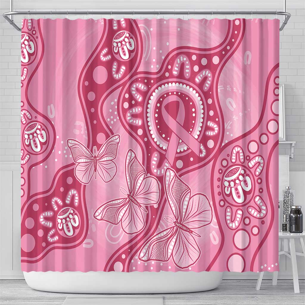 Australia Indigenous Shower Curtain Breast Cancer Pink Aboriginal Butterfly