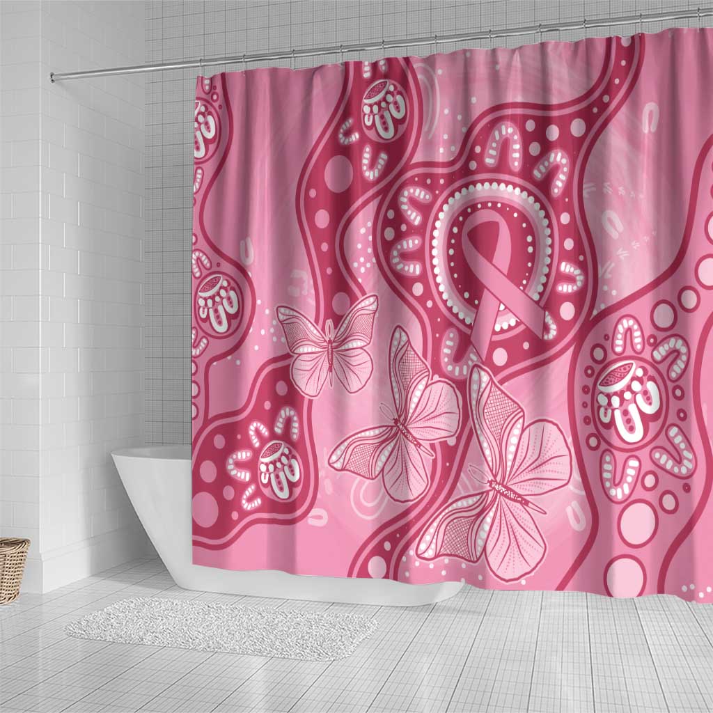 Australia Indigenous Shower Curtain Breast Cancer Pink Aboriginal Butterfly
