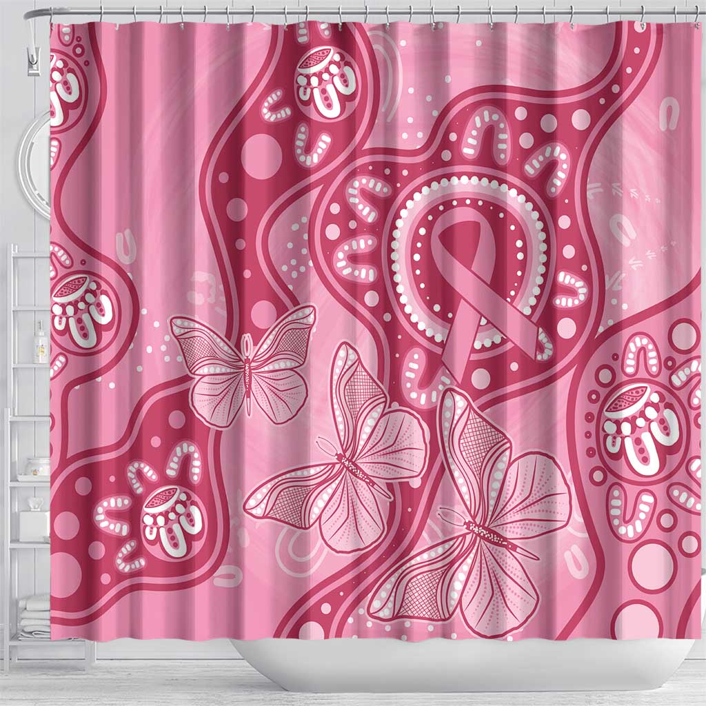 Australia Indigenous Shower Curtain Breast Cancer Pink Aboriginal Butterfly